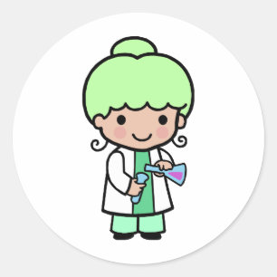 科学者の女の子 ラウンドシール
