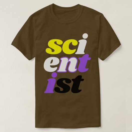 科学者の非二項垂直縁どなし Tシャツ (デザイン正面)