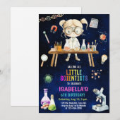 科学者、マッドサイエンスの女の子の誕生日招待状 招待状 (正面/裏面)