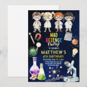 科学者、マッドサイエンスの誕生日招待状 招待状 (正面/裏面)