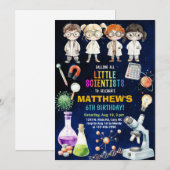 科学者、マッドサイエンスの誕生日招待状 招待状 (正面/裏面)
