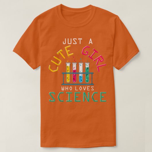 科学者 女性 化学者 愛らしい科学が好きな女の子 Tシャツ (デザイン正面)