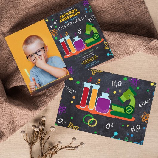 科学誕生日パーティーの写真 招待状