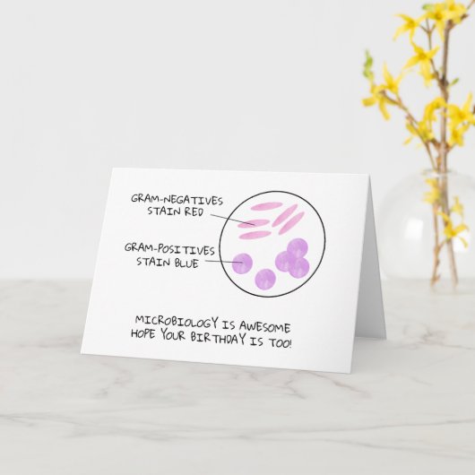 科学誕生日微生物学グラム染色詩研究室 カード (黄色い花)