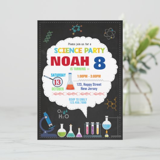 科学誕生日招待状 招待状 (スタンド正面)