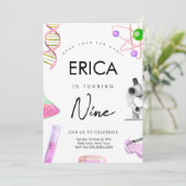 科学誕生日招待状for Girls 招待状 (スタンド正面)