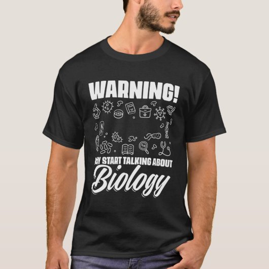 科学警告標識生物学研究 Tシャツ (正面)
