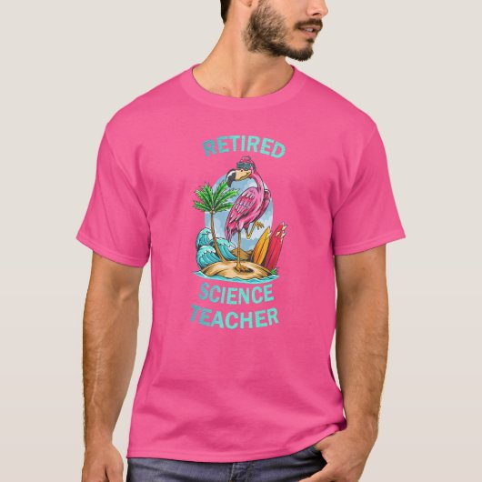 科学退職した先生フラミンゴ Tシャツ (正面)