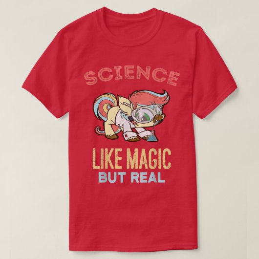 科学魔法だ実在がおもしろい学生 Tシャツ (デザイン正面)
