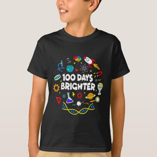 科学100日明るい学生幸せ100日目 Tシャツ (正面)
