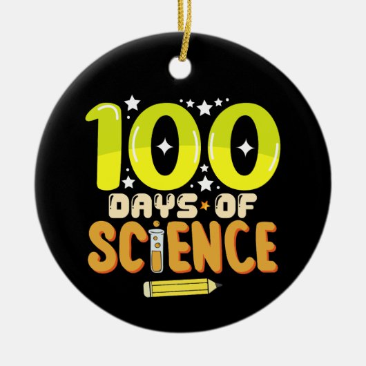 科学100日 100日目の学校の先生 セラミックオーナメント (正面)