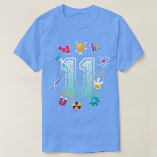 科学11歳誕生日学校パーティー科学 Tシャツ (デザイン正面)