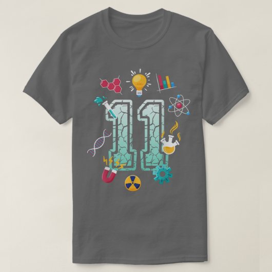 科学11歳誕生日学校パーティー科学 Tシャツ (デザイン正面)