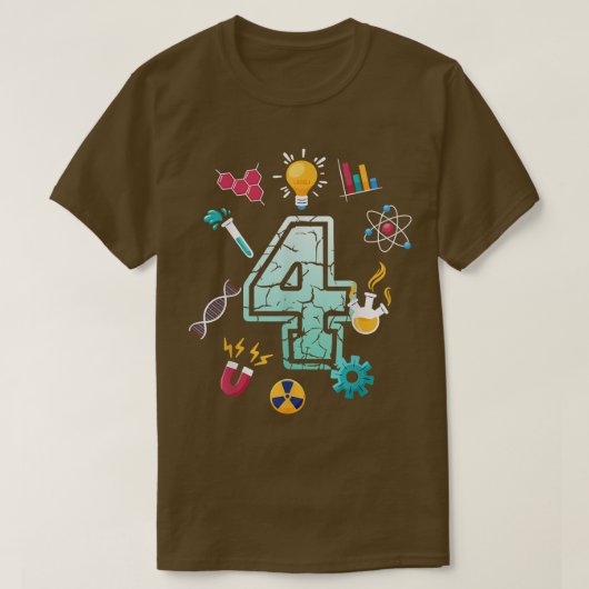 科学4歳誕生日学校パーティー科学 Tシャツ (デザイン正面)