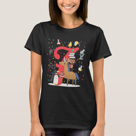 科学7歳誕生日学校パーティー科学 Tシャツ (正面)
