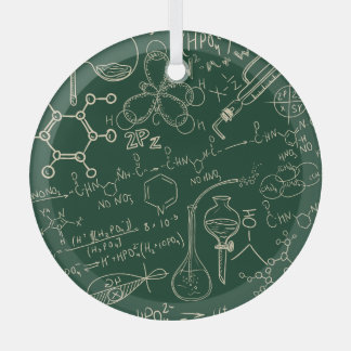 科学、化学、ヴィンテージ実験室のパターン ガラスオーナメント