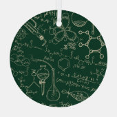 科学、化学、ヴィンテージ実験室のパターン ガラスオーナメント (裏面)