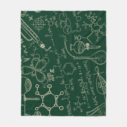 科学、化学、ヴィンテージ実験室のパターン フリースブランケット (正面)