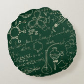 科学、化学、ヴィンテージ実験室のパターン ラウンドクッション (裏面)