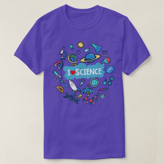 科学、科学の恋人、私は科学が大好き Tシャツ (デザイン正面)