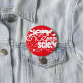 科学；緋色の赤ストライプ色 缶バッジ (インサイチュ)