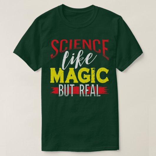 科学、魔法と同様に実在科学おもしろい先生 Tシャツ (デザイン正面)