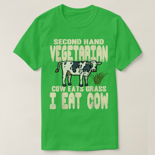 秒針ベジタリアン食べ牛草食べI牛 Tシャツ (デザイン正面)
