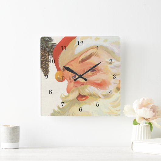 秘密すてきのクリスマスサンタクロース スクエア壁時計 (ホーム)