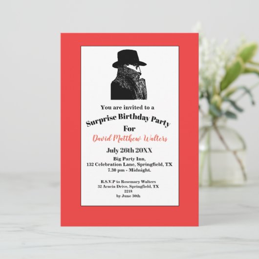 秘密だ – サプライズ誕生日パーティーへの招待 招待状 (スタンド正面)