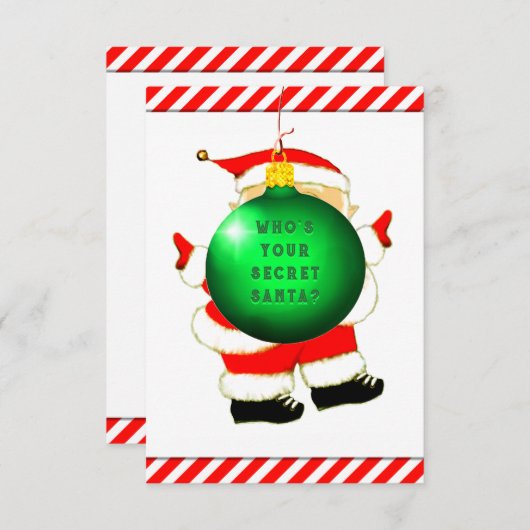 秘密のおもしろいサンタクリスマスカード 招待状 (正面/裏面)