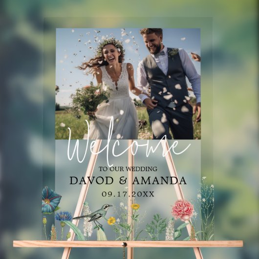 秘密のお洒落庭のワイルドフラワーフレームの写真 アクリルサイン (ニュートラル)