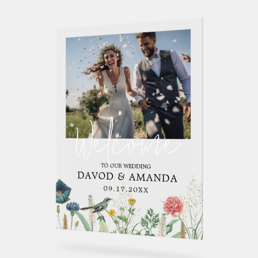 秘密のお洒落庭のワイルドフラワーフレームの写真 アクリルサイン (傾斜)