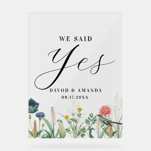 秘密のお洒落庭のワイルドフラワーフレーム アクリルサイン (正面)