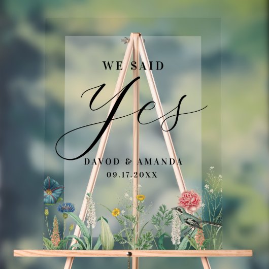 秘密のお洒落庭のワイルドフラワーフレーム アクリルサイン (ニュートラル)