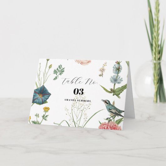 秘密のお洒落庭のワイルドフラワーフレーム サンキューカード (正面)