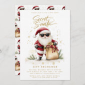 秘密のクールサンタギフト交換クリスマススワップ 招待状 (正面/裏面)