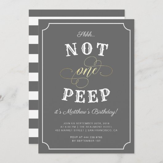 秘密のサプライズパーティー招待状 招待状 (正面/裏面)