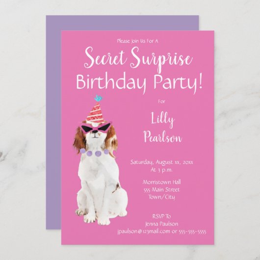 秘密のサプライズ誕生日パーティおもしろいー 招待状 (正面/裏面)