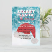 秘密のサンタのギフト交換パーティーの青の招待状 招待状 (スタンド正面)