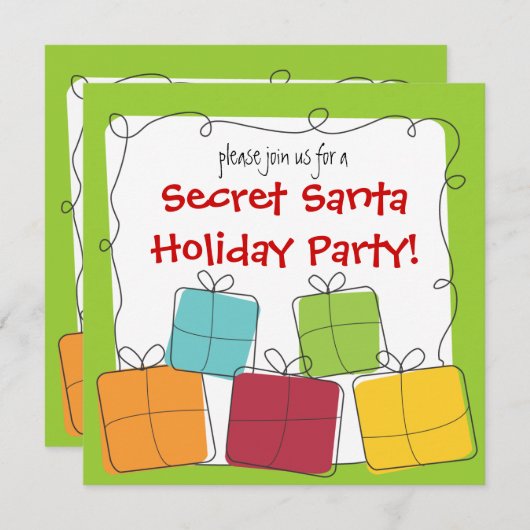 秘密のサンタのレトロのギフトの休日のパーティの招待状 招待状 (正面/裏面)