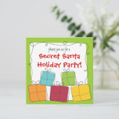 秘密のサンタのレトロのギフトの休日のパーティの招待状 招待状 (スタンド正面)