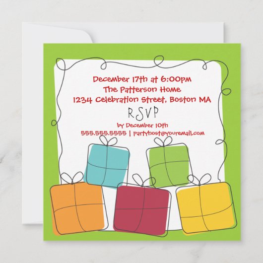 秘密のサンタのレトロのギフトの休日のパーティの招待状 招待状 (裏面)