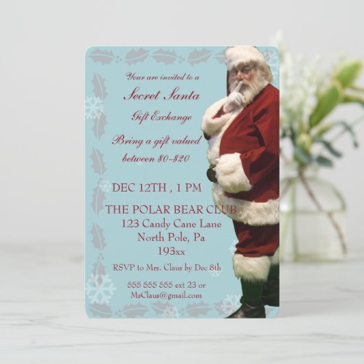 秘密のサンタの休日のパーティの招待状 招待状 (スタンド正面)