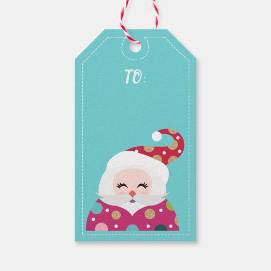 秘密のサンタイラストレーションカラフルクリスマス ギフトタグ (裏面)