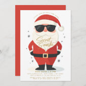 秘密のサンタギフト交換クリスマスモダン 招待状 (正面/裏面)