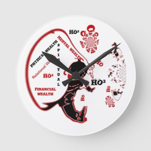 秘密のサンタギフト – 繁栄と富 ラウンド壁時計 (正面)