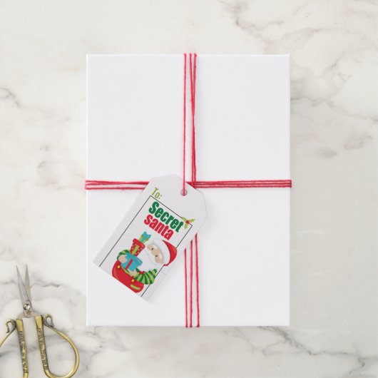 秘密のサンタクリスマス ギフトタグ (より糸付き)
