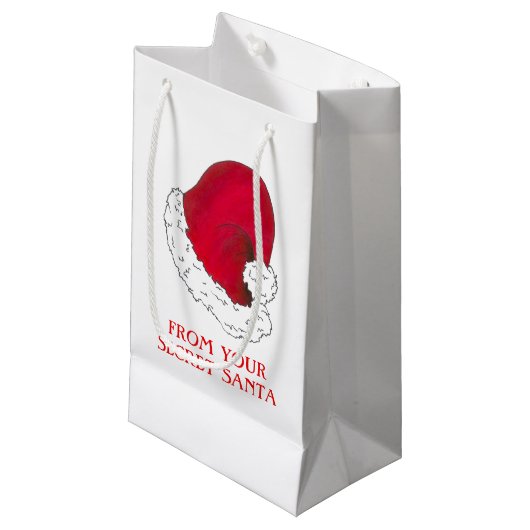 秘密のサンタクロースのクリスマスギフトからのサンタクロース帽子 スモールペーパーバッグ (正面アングル)