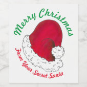 秘密のサンタクロース帽からメリークリスマス ワインラベル (シングルラベル)
