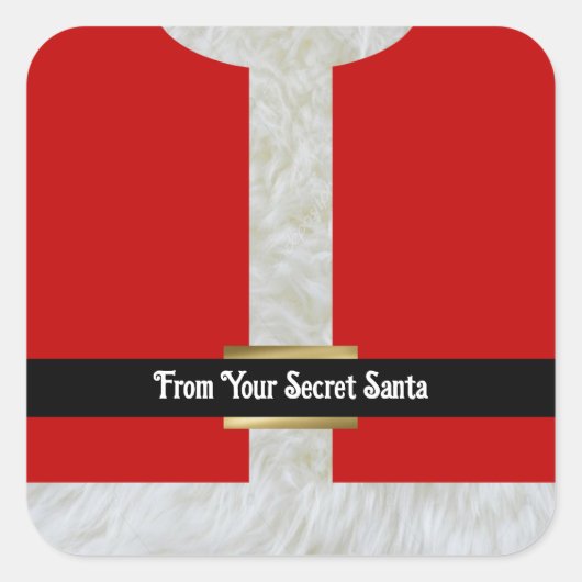 秘密のサンタスーツのパーソナライズされたクリスマス スクエアシール (正面)